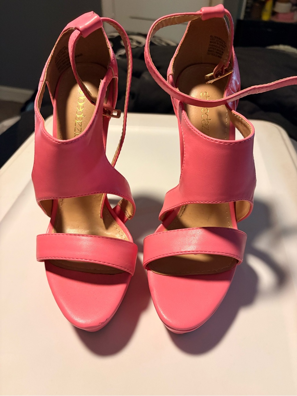 Shoe Dazzle Coral Pink Strappy Heels
